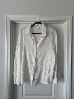 White Lightweight Button-Up Shirt